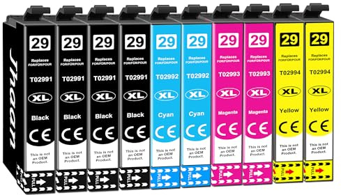 Jhaan 29XL Cartuchos de Tinta Compatible con Epson 29XL 29 XL para Expression Home XP-247 XP-255 XP-235 XP-245 XP-335 XP-342 XP-345 XP-355 XP-332 XP-455 XP-432 XP-435 XP-257 (Paquete de 10)
