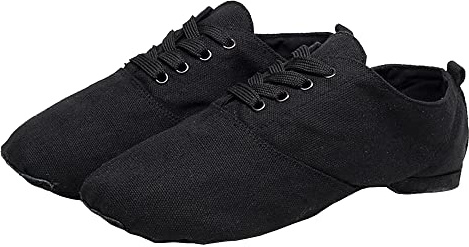Zapatos de jazz para mujer Negro,Zapato de jazz para hombre,Lona con suela de cuero Zapatos profesionales de jazz
