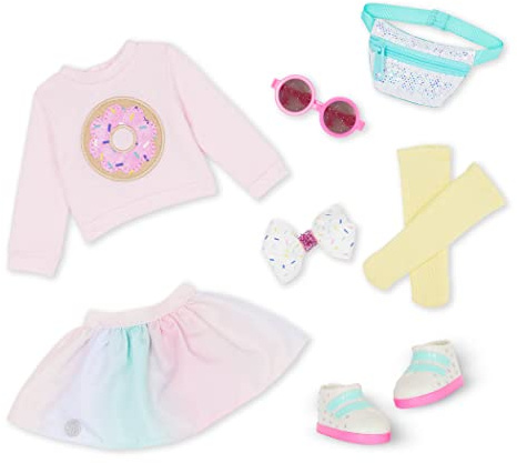 Glitter Girls Outfit 14-tums färgglada docka kläder och solglasögon - rosa tröja, kjol, pack & mer - leksaker för barn 3 år+ - Sweet Sprinkles, Uni, GG50177Z, rosa, S