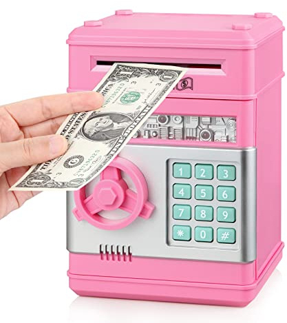 TUSEASY Piggy Bank, Toys for 4 5 6 7 8 9 10 Year Old Girls Boys, Christmas Birthday Gifts for 3+ Year Old Kids, Electronic Money Coin Banks with Password Protection for Kids Age 4-8