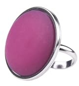 Adi-Modeschmuck Polaris Ring 'Rosanna', in der Größe verstellbarer Ring aus Edelstahl mit einem 25mm Polaris Cabochon, handgefertigt in Berlin (Fuchsia)