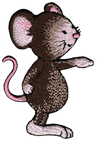 Maus Braun Aufnäher zum aufbügeln oder aufnähen Bügelbild Aufbügler für Kleidung gestickter Bügelpatch Applikation Patch Größe 5,2 x 7,7 cm