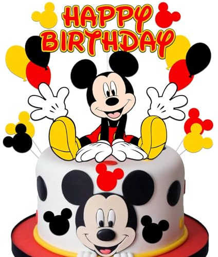 YOGARTH 15 Stück Mic-ke Mous Tortendeko Jungen, Mic-ke Maus Kuchen Deko Kindergeburtstag, Cake Topper Set, Happy Birthday Topper für Jungen Geburtstag Party Kuchen Dekoration Supplies (A)