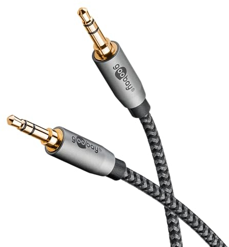 goobay 65272 Cavo AUX stereo audio da 3,5 mm 0,5 m/cavo jack per auricolari, autoradio, PC, tablet, cavo altoparlante/connessione placcato oro