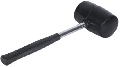 WOONEKY 750g Black Rubber Hammer with Steel Handle, Soft-face Ball Hammer for Tile Installation and Woodworking, Non-Marking Mallet for Flooring and DIY Projects