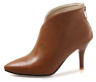smlekwc Mujer Tacón De Aguja Piel Botines De Otoño Punta Puntiaguda Botines con Cremallera Tacón Alto Vestido De Oficina Botas Cortas,Marrón,39 EU