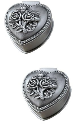 COLLBATH Lot De 2 Boîtes À Bijoux Vintage Décoratives À Motif Floral Avec Couvercle À Charnière Pour Le Rangement Des Boucles Doreilles