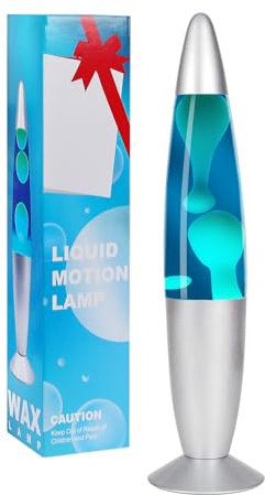AONESY Lavalampe 34cm Hellblaues Wasser weißes Wachs Lavalampe Kinder Nachtlicht Buntes Licht Lampe Geschenk für Weihnachten Geburtstag