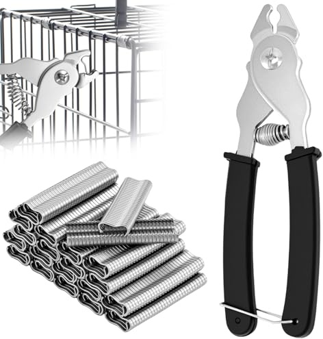 QWORK Pinza per salsiccia con 1200 clip, pinze in acciaio al carbonio, per recinzioni, gabbie per animali