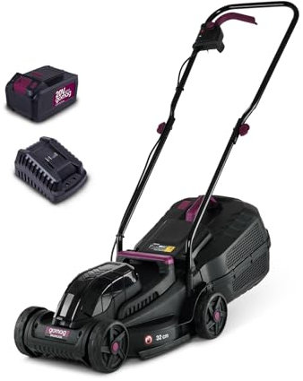Gomag Akku Rasenmäher RSM320BL mit 4Ah Akku & Ladegerät | 32cm Schnittbreite | für 250-300 m2 | 20–60mm Schnitthöhenverstellung | 30L Korb | Brushless Akkumäher Set