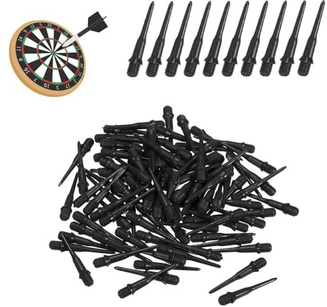 Maven Gifts 100pcs Plastic Dart Tips 2BA Thread Soft Dart Tips，Dart Tip Replacement Tips，Black