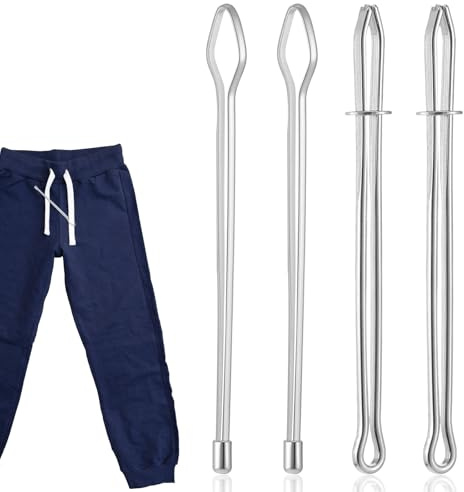 Larrel 4 Stück Einfädler für Kordelzüge, Metall Einfädelhilfe Einfädler Tweezer Durchziehnadeln Einfädlers Einfaches schnelles Einfädeln von Kordelzügen DIY Gewindewerkzeug für Jogginghosen, Hoodies