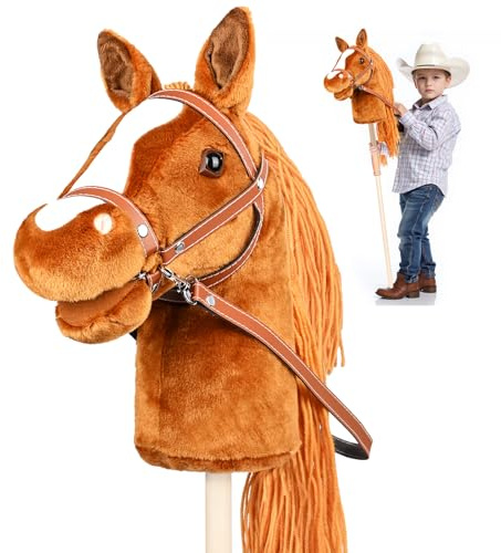 Diealles Shine Hobby Horse, Caballo de Palo con Cabestro y Brida, Caballos de Juguete para Niños Regalo
