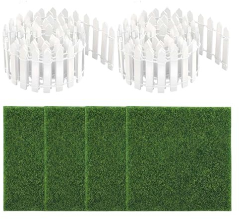 Mini | Jouet de 90 cm, Clôture en Bois Décorative avec 4 Morceaux de Gazon Artificiel pour Intérieur Extérieur