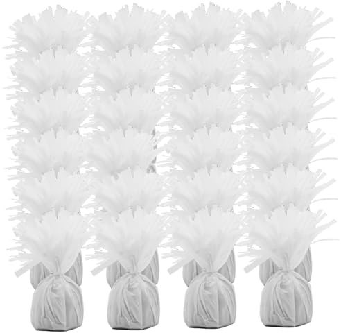 Pesas para globos, paquete de 24, soporte para globos blancos, pesas de mesa pesadas antiflotantes para cumpleaños, bodas, Halloween, Navidad