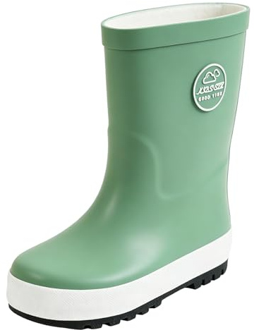 YAAMOO Bottes de Pluie Enfant, Bottines en Caoutchouc Imperméables Légères et Souples pour Filles et Garçons, Idéal pour l'école et le jardin, vert 23/24