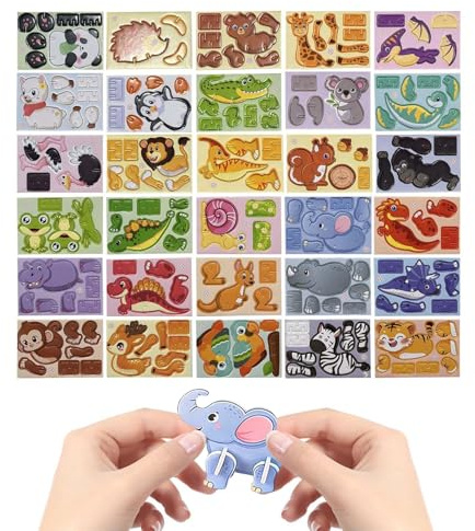 3D Animales para Niños 30 Piezas Juego Educativo Lindo Y Manualidad