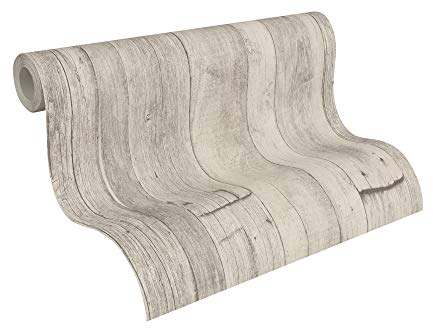 A.S. Création Bois Elements Papier Peint intissé 10.05 m x 0.53 m Gris Beige Crème Fabriqué en Allemagne 959311 95931-1