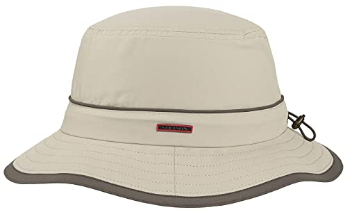 Stetson Kettering Outdoorhut (S-XXL) Damen/Herren - Wasserabweisender Stoffhut mit UV-Schutz - Faltbarer Nylonhut mit Paspelrand - Schlapphut mit Coolmax-Futterband Sommer/Winter beige L (58-59 cm)