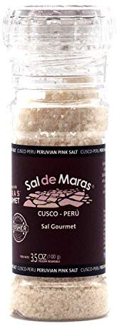 MARAS GOURMET | Sel de Maras | Sel rose du Pérou - Saveur unique et récolté à la main | Non raffiné | 100g (sel rose, gros grain, moulin rechargeable)