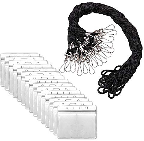 15 Stück Kartenhülle mit Band (Lanyard) bietet als wasserdichte Ausweishülle | Ausweishalter | Kartenhalter oder Namensschilder für Business & Veranstaltungen besten Schutz Ihrer Karten