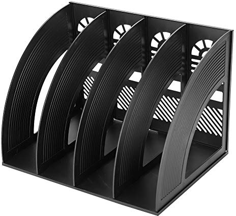 4 Compartiments Porte-revues Support Organiseur de Bureau Papier A4 Dossier Magazine Livre Etagère de Rangement Module de Fichier Classeur Document Panier Stockage Boîte de Rangement,4c Noir