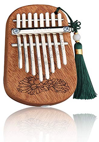 GECKO Mini Kalimba Thumb Piano Portable Flat Board Kalimba 8 keys Mahogany Wood Handmade Mbira Finger Piano, Musical Instrument with Instruction and Tune Hammer Gift for All Skill Levels Beginners