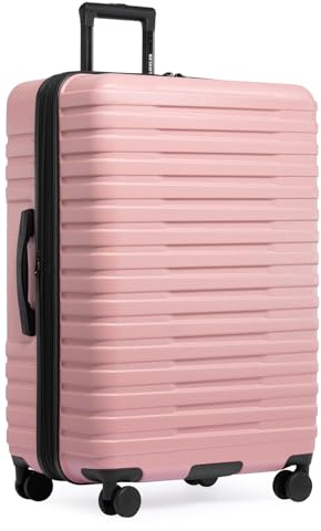 U.S. Traveler Boren Expandable Hardside Rugged Travel Luggage with 8 Spinner Wheels, Rose Pink, Checked-Large 30-Inch