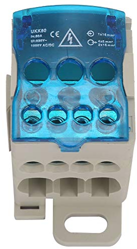Bornier Electrique, Boîte De Jonction De Rail Din 80A UKK-80A Bornier Rail Din Répartiteur Electrique Neutre Boite De Distribution Electrique, Pour Armoires De Distributio