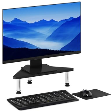 Furinno Supporto angolare per monitor, in legno ingegnerizzato, Americano/Cromo, 49,8 (L) x 11,7 (A) x 26,9 (P) cm