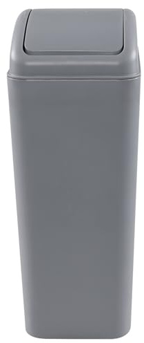 Zerdyne 12 L Swing Top Trash Bin, Plastic Slim Swing Bin, Grey | Slim Garage Can with Swing Top Lid, 12 L Capacity, for Bedroom, Restroom, Bathroom