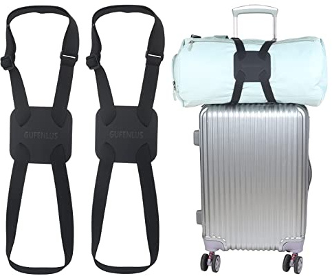 Luggage Bungee Luggage Straps for suitcases，Bag Bungee for Luggage，Adjustable Size Luggage Straps and Elastic Travel Accessories- 2 Pack (Black-2)