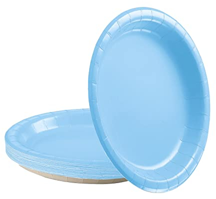 16 Stück Hellblau Pappteller,18CM Rund Teller Einwegteller Hellblau Einmalteller Einweg Geschirr,7inch Partyteller Einmalgeschirr Tisch Dekorationen Partygeschirr für Hochzeit Garten Geburtstag Party
