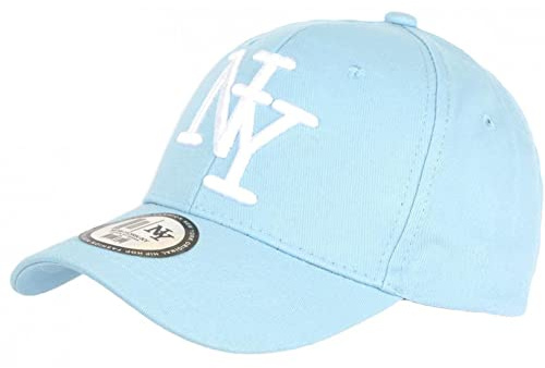 Hip Hop Honour Ljusblå och vit NY Baseball Wazzy barnkeps från 7 till 11 år - storlek: En storlek - färg: Blå - Pojke, Färg: blå, One Size