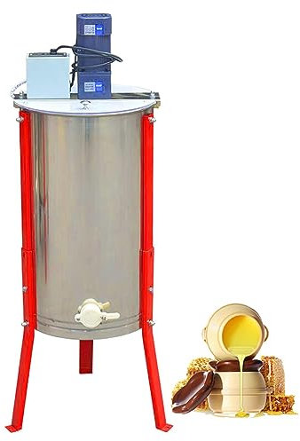 YHUEGH Elektrischer Honigschleuder-Trenner, 3-Rahmen-Spinner-Honig-Trenner, 15-Zoll-Edelstahl-Fass-Honig-Zentrifugen-Extraktor für Zuhause, Restaurant, große und kleine Bienenfarmen