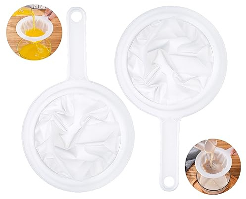 2 pezzi filtri setaccio, 200/400 mesh setaccio da cucina in plastica setaccio fine con manico, setaccio per capelli cucina setaccio a rete per succo, latte, caffè, latte di soia