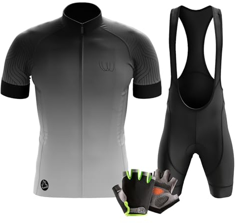 Maillot Cycliste Homme Manches Courtes avec Cuissard à Bretelles