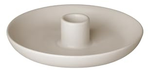 blomus Kerzenhalter -Vela- | runder Kerzenleuchter aus Steingut | Ø 14,5 x 3H cm | Farbe Moonbeam | Tischdeko & Wohnaccessoire