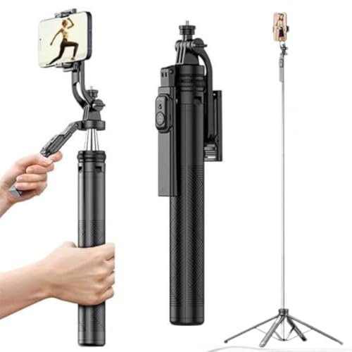 Trípode para Móvil de 180 cm con Control Remoto – Palo Selfie Trípode Desmontable, Soporte Ajustable para iPhone, Samsung, GoPro y Cámaras, Ideal para Fotos, Videos y Vlogs