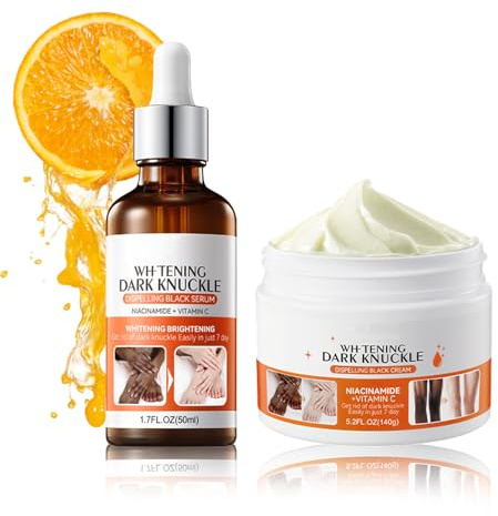 Dark Knuckle Whit-ening Skincare Set - Wh-itening Cream Routine With Niacinamide & Vitamin C -Knee Wh-itening Serum, Joint Whit-ening Essential Oil - Bri-ghtening Cream & Serum for Black Skin 2PCS