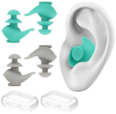 IEBTAWN 2 Paires Bouchon Oreille Piscine De Bouchons D'Oreilles De Natation En Silicone Réutilisables Et Imperméables Pour La Douche, La Natation, Le Surf