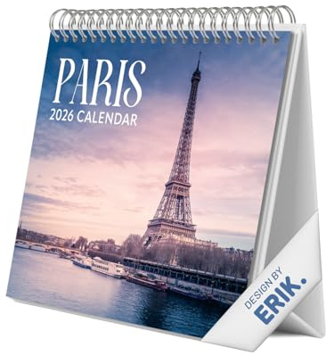 Grupo Erik - Calendrier de Bureau 2026 Paris - Calendrier 2026 Mensuel │ Idee Cadeau │ De Janvier à Décembre : Espace pour notes et Illustrations décoratives (17x20 cm)