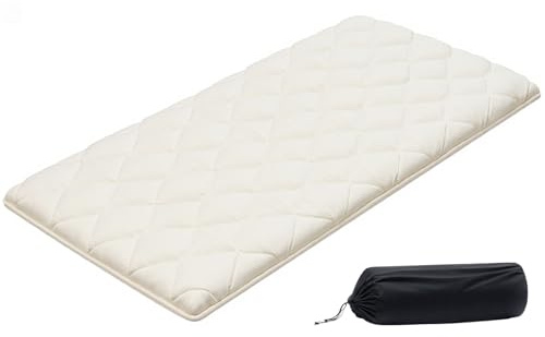 VEVOR Colchón Futón Japonés, Tatami Plegable de Tamaño Individual, con Bolsa de Almacenamiento y Herrajes de Montaje, Esterilla de 9 Capas para Meditación y Yoga, Blanco, 2032 x 991 x 63,5 mm