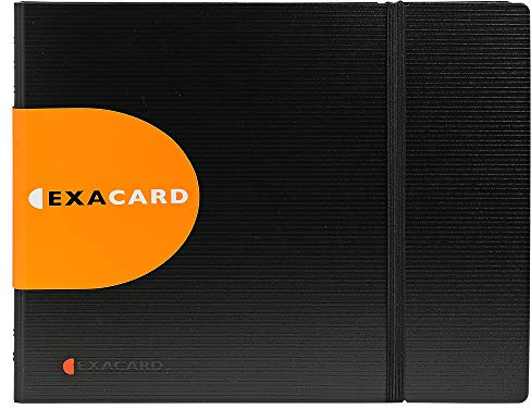 Exacompta 75134E Visitenkartenbuch Exacard in Schwarz mit herausnehmbaren Folien / Kartenetui mit Register / Kartenmappe für 240 Visitenkarten (20 x 16 cm)