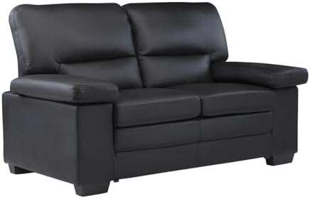 Vente-Unique-Ledersofa 2-Sitzer - Büffelleder - Schwarz - Mimas