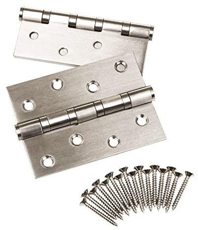 SOTECH 2 pièces Paumelles de porte 101 x 76 x 2,5 mm Paumelle à visser en acier inoxydable SS304 montée sur roulement à billes avec vis Capacité de charge 60 kg