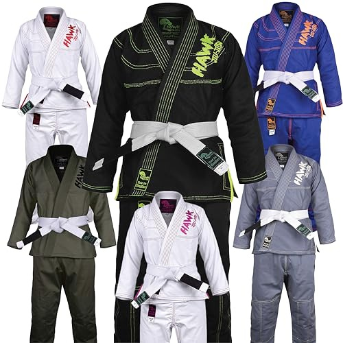Brazilian Jiu Jitsu, Kids Jiu Jitsu Gi Children BJJ Gi Grappling Kimonos Lightweight with Free White Belt (K1, Black)