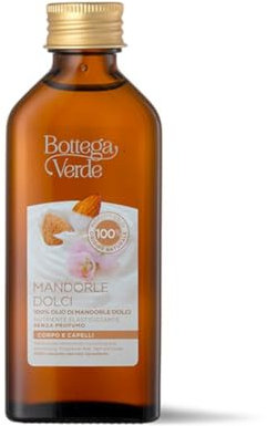 Bottega Verde - Mandorle Dolci, Olio Nutriente Elasticizzante, 100 ml, 100% olio di Mandorle Dolci, Senza Profumo, per Corpo e Capelli