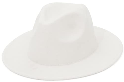 GEMVIE Filzhut Herren Damen Fedora Hut Breite Krempe Panama Bogart Hut M Weiß