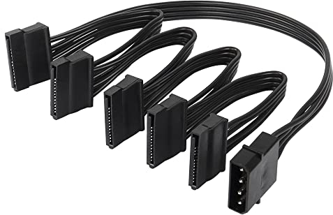 SinLoon Grand câble d'alimentation SATA mâle à 4 broches vers 5 x 15 broches SATA femelle pour disque dur, SSD, lecteurs optiques